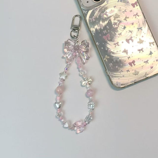 [Pink Whispering Dream] Cute and gentle pink bow decorative accessory for keychain, phone charm and bag charm