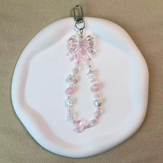 [Pink Whispering Dream] Cute and gentle pink bow decorative accessory for keychain, phone charm and bag charm