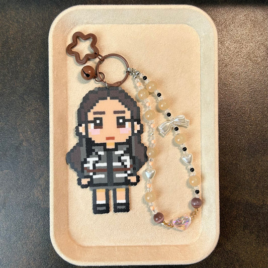 Handmade Custom Human, Pet Pixel Portrait Perler Bead Charm Keychain